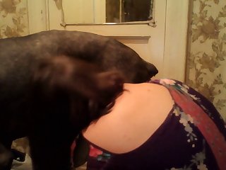 One Foot Resting On Dog's Stomach While Her Fertile Pussy Leaked Some Of His Doggy Semen Out