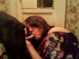 One Foot Resting On Dog's Stomach While Her Fertile Pussy Leaked Some Of His Doggy Semen Out