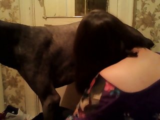 One Foot Resting On Dog's Stomach While Her Fertile Pussy Leaked Some Of His Doggy Semen Out